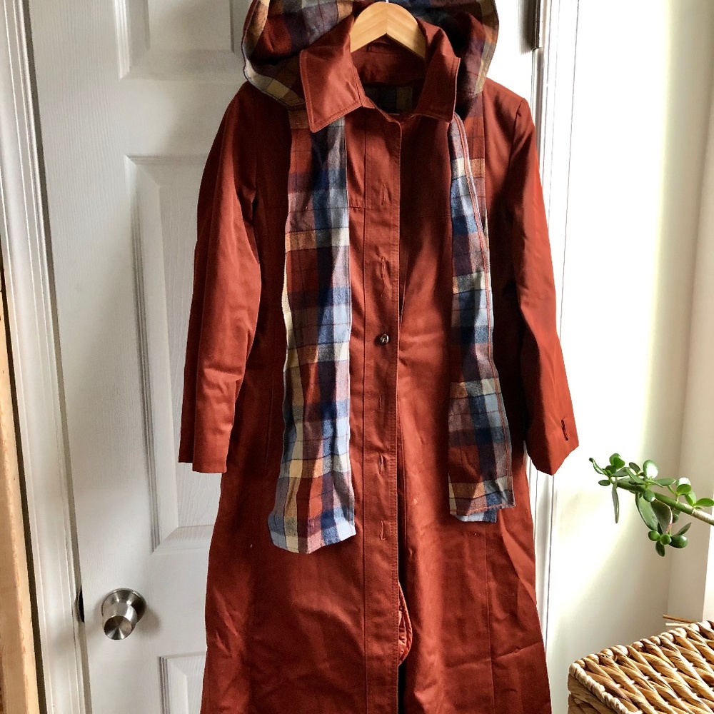 Vintage Coat Brick Red Plaid Flannel Interior Sz 7